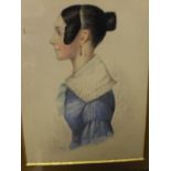 EDGAR ADOLPHE "Elizabeth Bradford-Wyatt", portrait study in profile, watercolour,