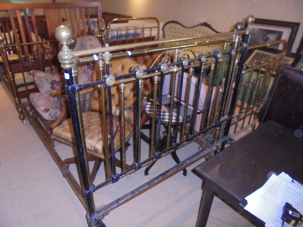 A brass and painted Victorian double bedstead CONDITION REPORTS Frame is just under - Image 2 of 6