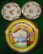 A Marjory Higginson "Applique Palermo" plate decorated in the manner of Clarice Cliff,