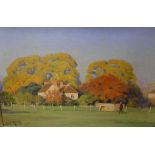 CECIL ROUND "Critchfield, Bosham", study of a country house with figure in the foreground,