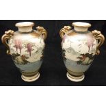 A pair of Japanese Meiji period satsuma ware baluster vases,