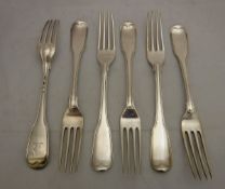 A set of six George IV silver Fiddle and Thread pattern table forks (London 1821)