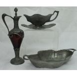 An Orivit Art Nouveau pewter sauce boat no'd "2137" to base,