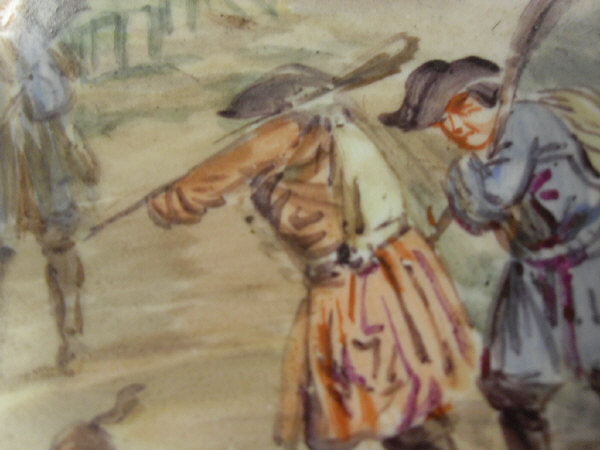 A French porcelain plaque with 18th Century scene of returning soldiers to the centre, - Image 5 of 20