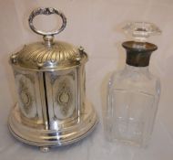 A late 20th Century silver mounted decanter,