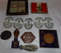 Two small boxes containing various Objets de Vertu and ephemera including a Messrs Hutton, Other,