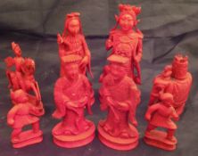 A 19th Century Anglo-Chinese ivory and red stained chess set,