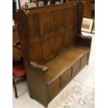 An oak box seat hall settle in the 18th Century style CONDITION REPORTS Height max