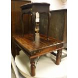 An Eastern hardwood and studded coffee table, an oval occasional table,