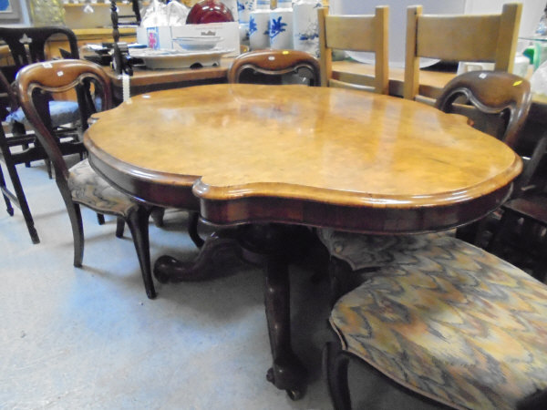 A Victorian burr walnut breakfast table, - Image 2 of 18