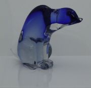 A 20th Century Italian blue glass figure of a polar bear seated CONDITION REPORTS