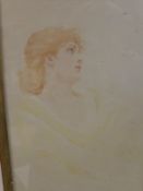 CHARLES SAINTON "Contemplation", study of a classically robed lady, watercolour, signed lower right,
