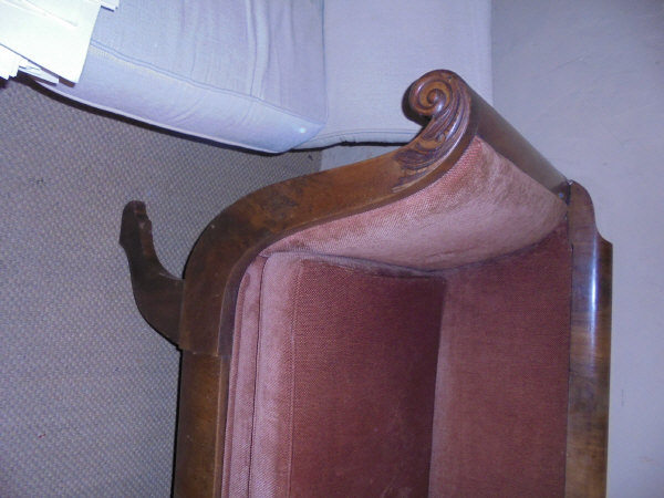 A Biedermeier style sofa in red upholstery with applied scrolling mouldings to the arms - Image 8 of 10