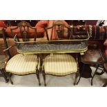 Two Edwardian mahogany and inlaid salon elbow chairs,