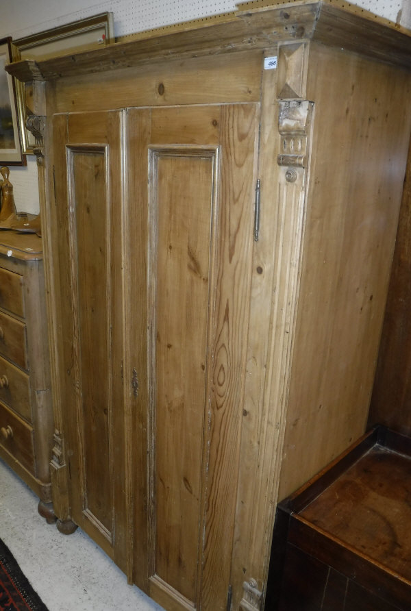 A 19th Century pine chest of two short over three long drawers raised on turned feet - Image 2 of 2