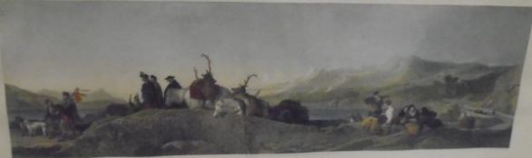 AFTER SIR EDWIN LANDSEER "The Chiefs return from deer-stalking", coloured engraving by J T WILLMORE,