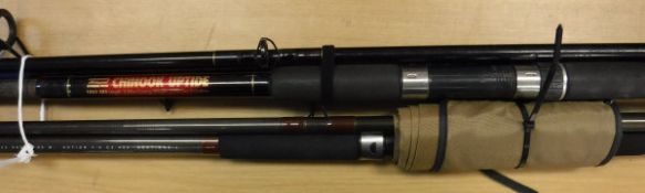 A collection of three assorted sea fishing rods to include a Silstar "Uptide 300" rod,