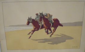 AFTER CHARLES ANCELIN (1863-1940) "Horse racing scenes", five Pochoir prints,