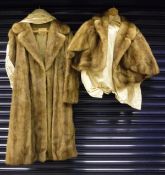 A Brahams Furriers mink full length pale brown coat,