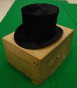 A Woodrow of London black silk top hat stamped "Woodrow 46 Piccadilly London" and "Sidney Heath