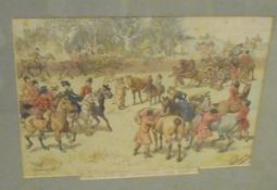 A quantity of assorted pictures and prints to include AFTER CECIL ALDIN "The Blue Market Races",