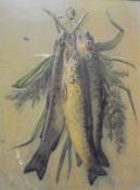 Two 20TH CENTURY ENGLISH SCHOOL "Hanging fish", trompe l'oeil study,