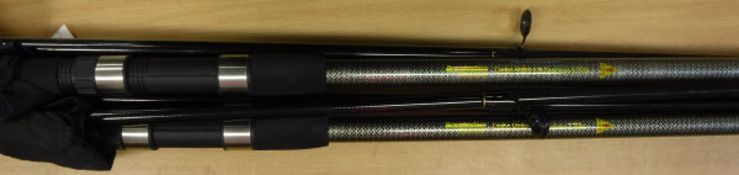 Three carp fishing rods,