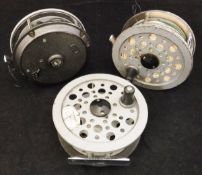 A collection of three Shakespeare "Beaulite" salmon fly reels,