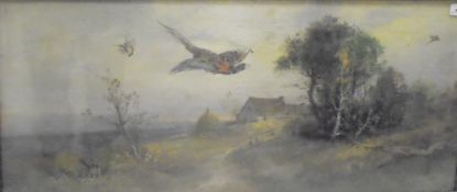 C CHANDLER "Left and right guns with pheasant in flight", watercolour/pastel,