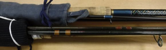 A Bruce & Walker three piece salmon fly rod and another three piece salmon fly rod marked "FTG"