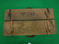 A canvas and leather bound motor case bearing initials "G.W.I.
