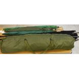 A collection of fishing tackle to include two carp fisher's landing nets,