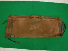 A leather mounted canvas double motor case outer cover, bearing initials "C.W.C-M.