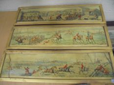 19TH CENTURY ENGLISH SCHOOL "Humorous hunting scenes", colour prints,