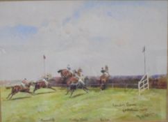 JOHN BEER "Beeches Brook 1st time round Grand National 1907", watercolour,