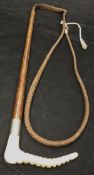 A child's / lady's riding crop with antler handle and silver ferrule inscribed "N.