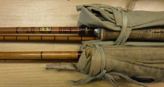 A Rudge "The Prince" two piece split cane trout fly rod, with cloth bag and a Carter & Co.