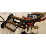 A painted cast iron and mahogany mounted Musgrave saddle rack with similar bridle rack