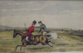 ENGLISH SCHOOL "Come on Old Chap", study of huntsman and hound in a landscape, watercolour,