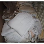 A box of assorted table linens