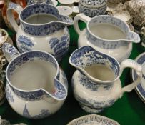 A Spode blue and white jug, Davenport "Muleteer" blue and white jug,