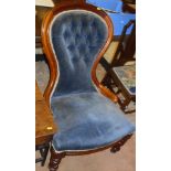 A Victorian mahogany framed spoon back salon chair,