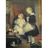 AFTER A J EBLEY "Children with rabbits", colour print, together with various further pictures,