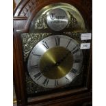 A modern oak cased long case clock of small proportions,