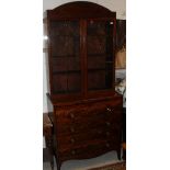 A 19th Century mahogany secretaire bookcase with arched top,