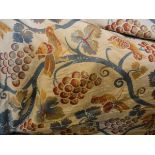 A pair of JP and D Baker cotton interlined curtains with scrolling floral and grape design