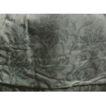 Two pairs of green cotton damask interlined curtains CONDITION REPORTS One pair