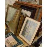 A quantity of assorted pictures, prints and mirrors to include needleworks,