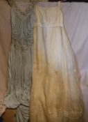 A mid 20th Century Christian Dior cream chiffon dress,