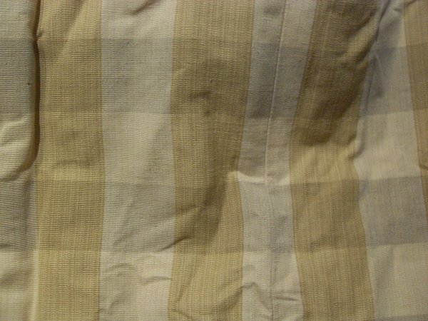 A pair of cotton interlined curtains of gold checked design and a further curtain together with a - Image 3 of 5